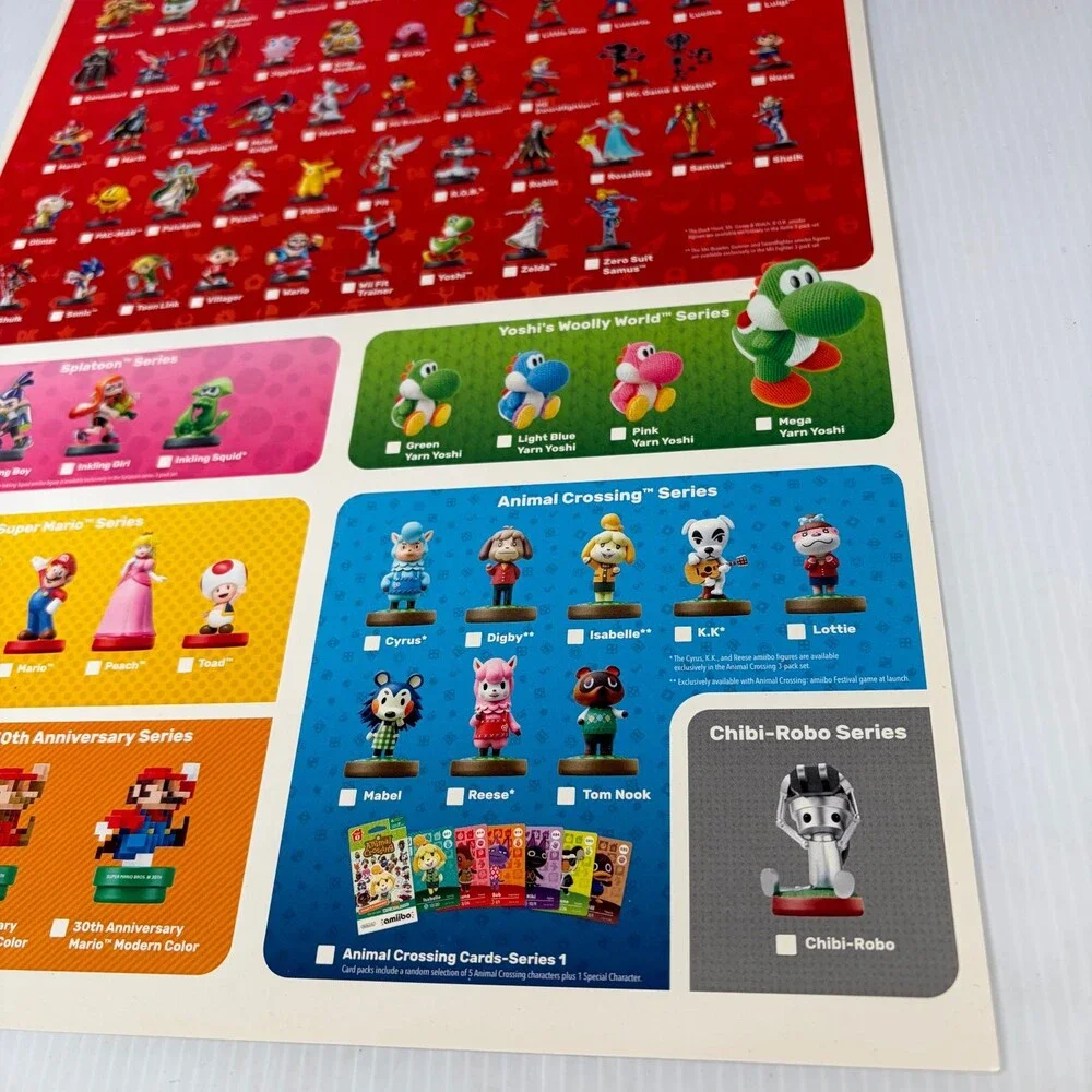 Nintendo Amiibo 2015 Collect Them All Poster Super Smash Bros Mario Series 11x17